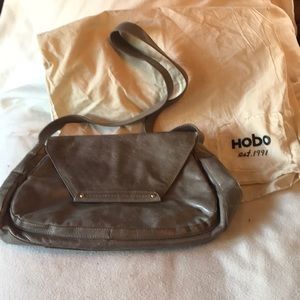 Hobo grey leather shoulder bag